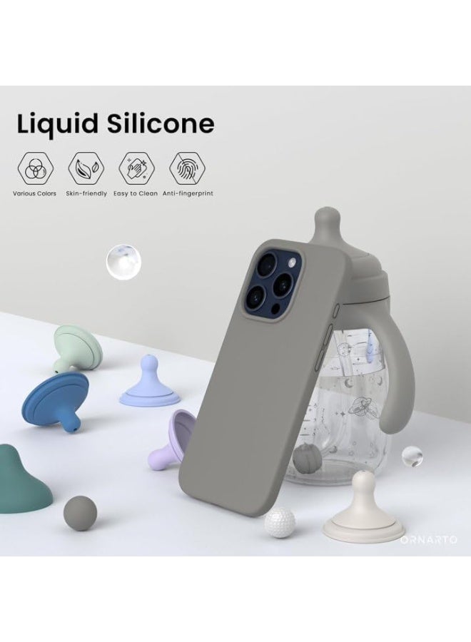 ACLIX Silicone Case Compatible with iPhone 16 Pro Max, Slim Liquid Silicone Phone Case with 3-Layer Soft Rubber Shockproof Bumper with TPU Lining (Grey) - Image 2