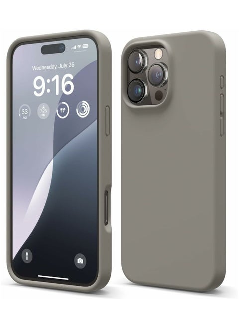 Silicone Case Compatible with iPhone 16 Pro Max, Slim Liquid Silicone Phone Case with 3-Layer Soft Rubber Shockproof Bumper with TPU Lining (Grey)