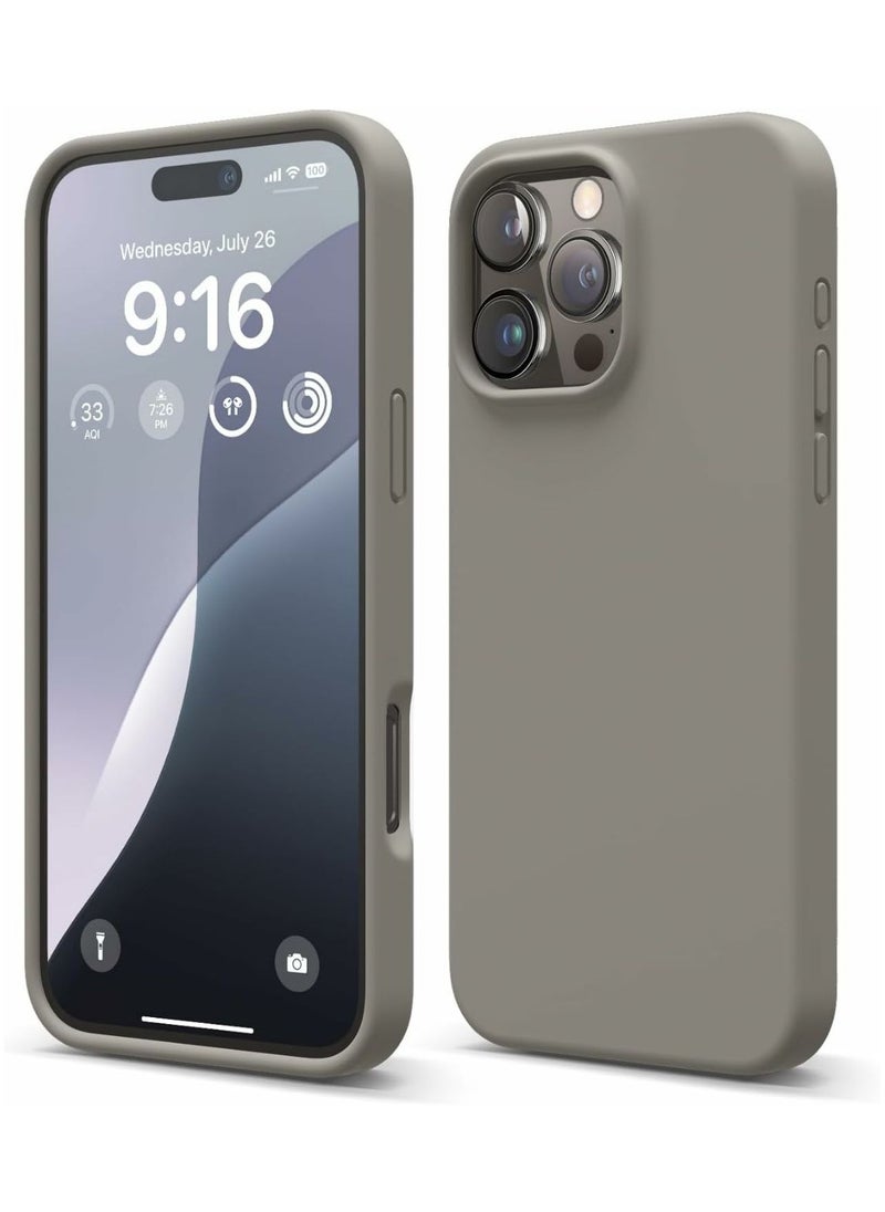 Silicone Case Compatible with iPhone 16 Pro Max, Slim Liquid Silicone Phone Case with 3-Layer Soft Rubber Shockproof Bumper with TPU Lining (Grey)