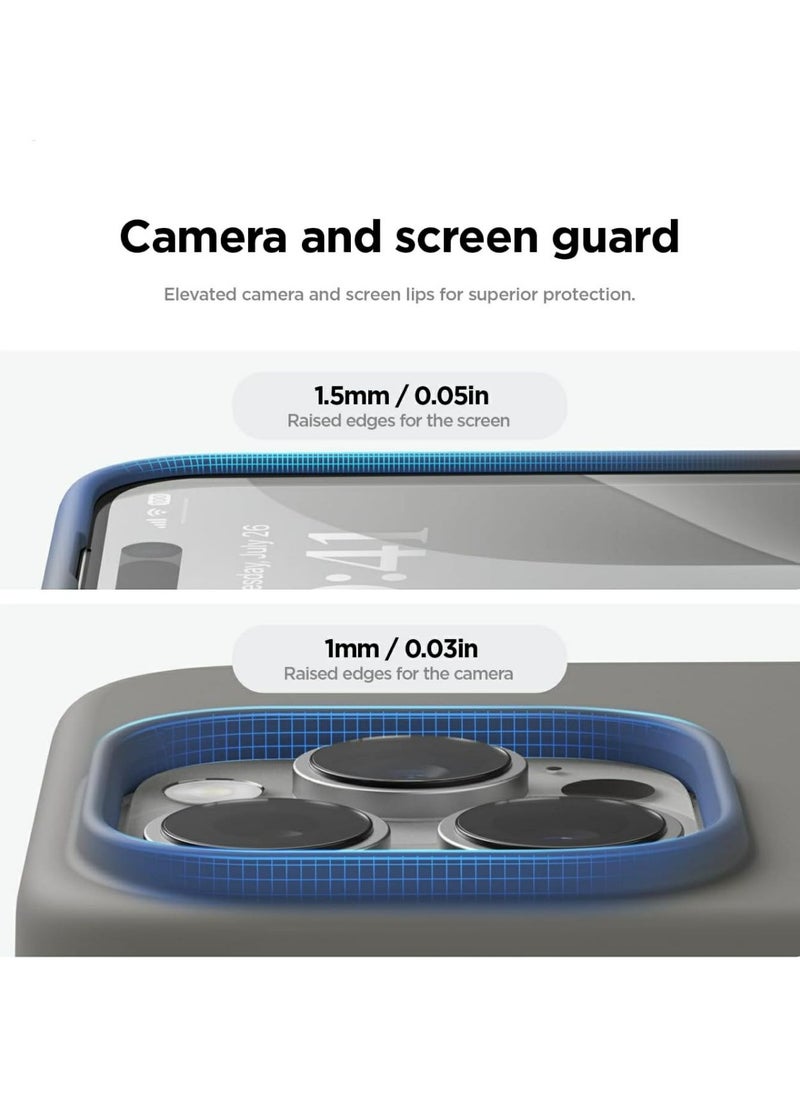 Silicone Case Compatible with iPhone 16 Pro Max, Slim Liquid Silicone Phone Case with 3-Layer Soft Rubber Shockproof Bumper with TPU Lining (Grey)