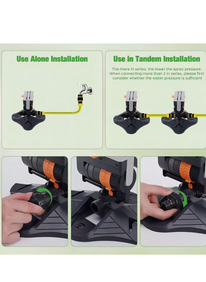 SYOSI Mini Turbo Oscillating Sprinkler, Garden Sprinkler with Large Base, Water Sprinkler for Yard, Adjustable Width, Range and Flow Rate, 16 Nozzles - Image 4