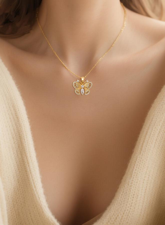 Take Two Embellished Butterfly Pendant Necklace - Image 1