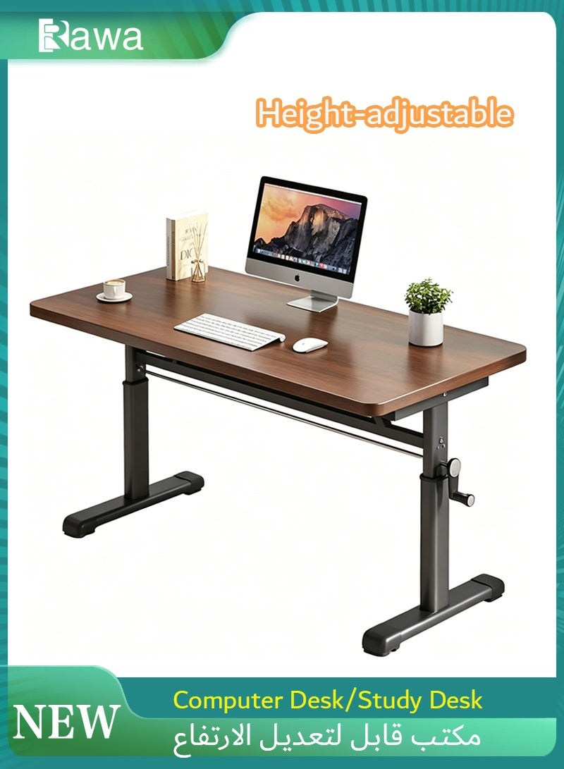 Rawa Multifunctional Standing Computer Desk Adjustable Height Study Desk Hand Cranked Lifting PC Desktop Computer Table Ergonomic Design Study Writing Workstation Adjustable Height 63-90cm for Home Office, Study, Work - Image 1