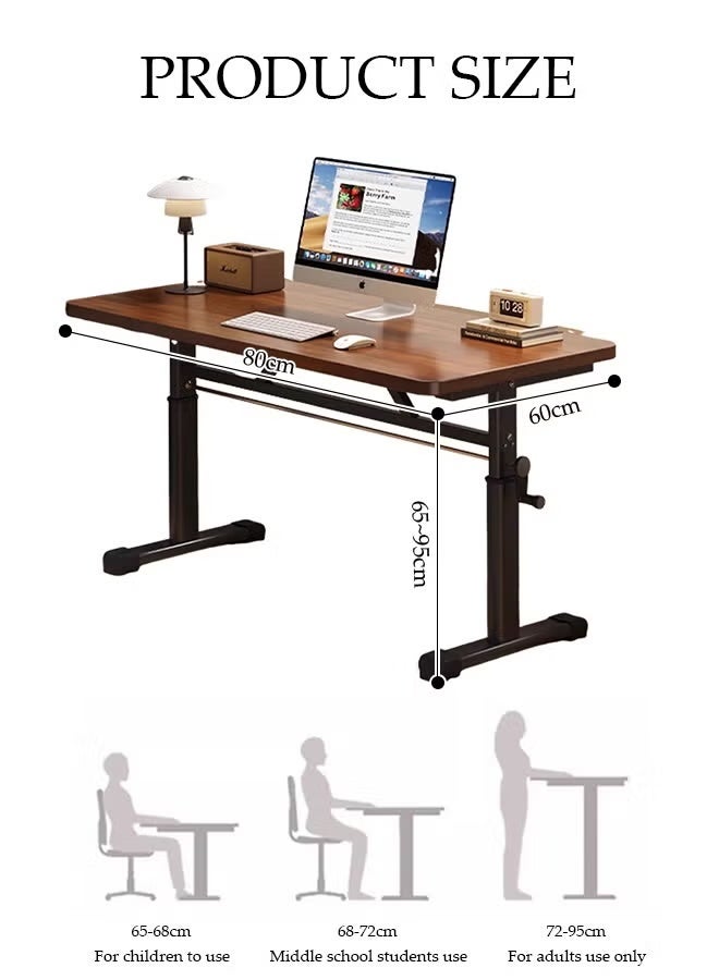 Rawa Multifunctional Standing Computer Desk Adjustable Height Study Desk Hand Cranked Lifting PC Desktop Computer Table Ergonomic Design Study Writing Workstation Adjustable Height 63-90cm for Home Office, Study, Work - Image 4