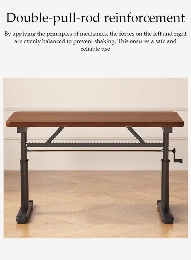 Rawa Multifunctional Standing Computer Desk Adjustable Height Study Desk Hand Cranked Lifting PC Desktop Computer Table Ergonomic Design Study Writing Workstation Adjustable Height 63-90cm for Home Office, Study, Work - Image 3