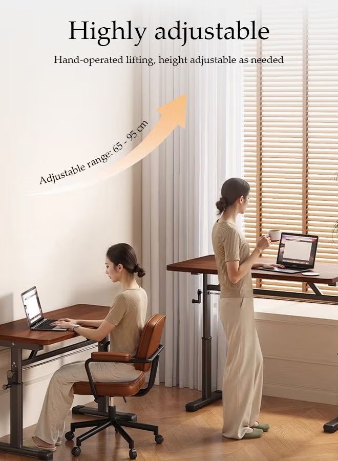 Rawa Multifunctional Standing Computer Desk Adjustable Height Study Desk Hand Cranked Lifting PC Desktop Computer Table Ergonomic Design Study Writing Workstation Adjustable Height 63-90cm for Home Office, Study, Work - Image 2