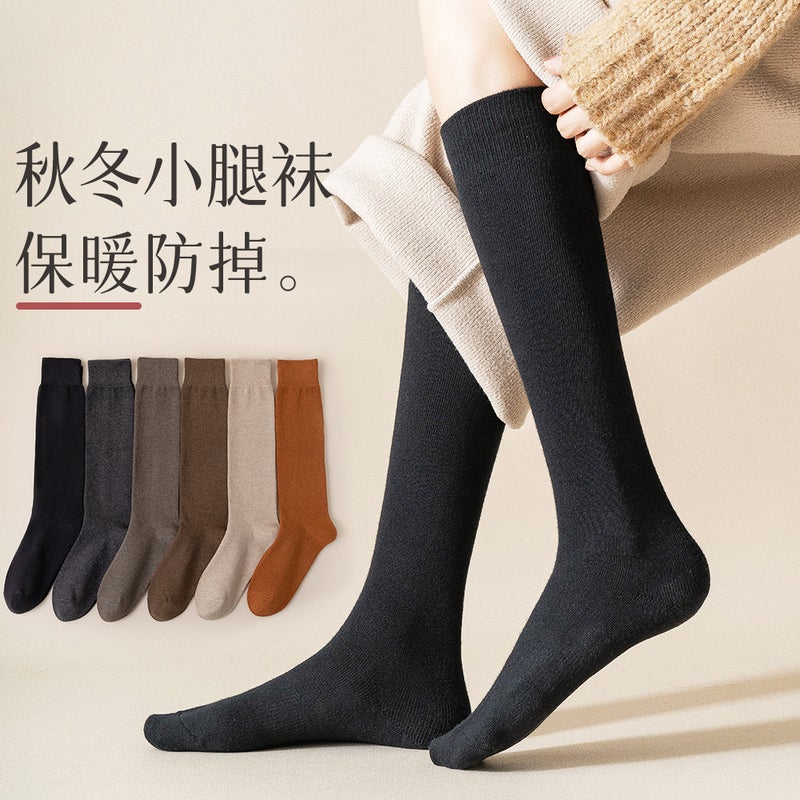 Calf Socks Women'S Anti-Fall Socks Women'S Warm Black Pure Cotton Jk Long Autumn Stockings High Tube Comfortable - Image 2
