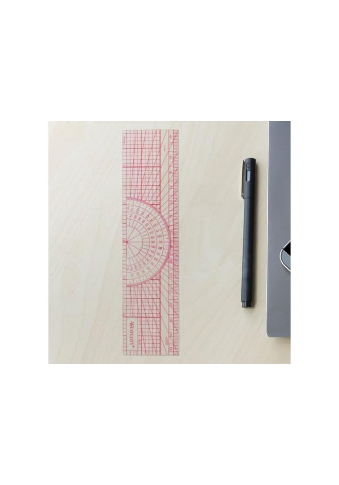 Westcott Engineers' Protractor Ruler, 6" (15cm), Transparent - Image 5