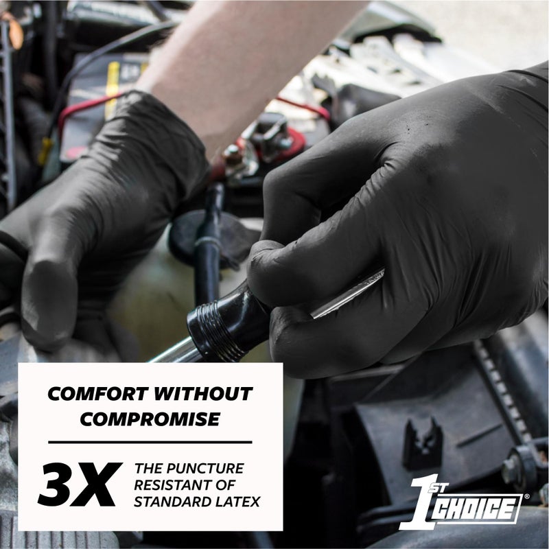 1st Choice Black Nitrile Gloves, Disposable, Latex-Free, 6 Mil, Textured, for Mechanics, Cleaning, Home X-Large Box of 100 - Image 3
