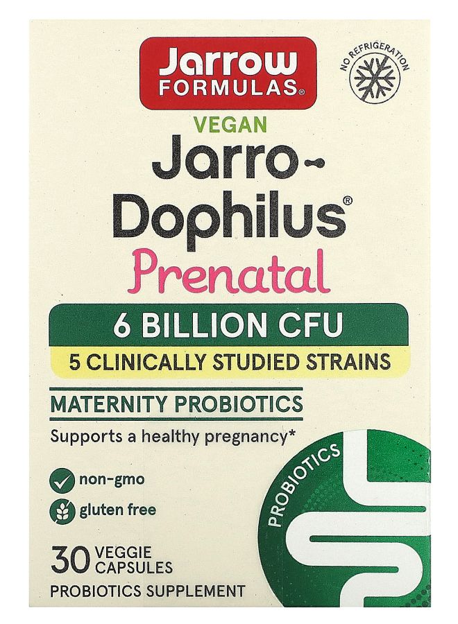 jarrow formulas Vegan Jarro-Dophilus Prenatal 6 Billion CFU 30 Veggie Capsules