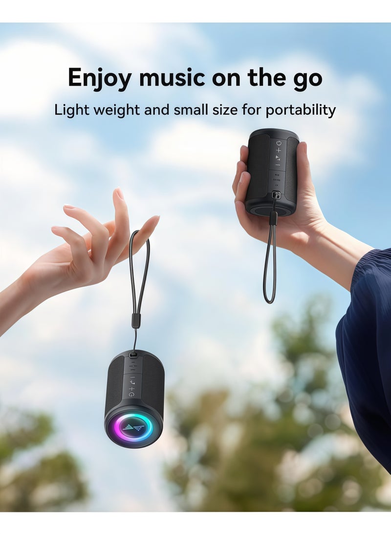 Small Portable Bluetooth Speaker with Lights, TWS Stereo Surround Sound, Type C Powered, Bluetooth 5.3, AUX TF Card Input, Wireless for Outdoor Home, Coolest Gifts - Image 3