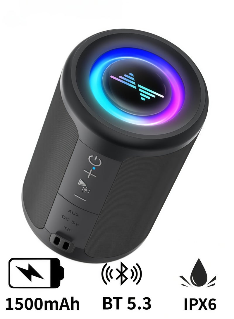 Small Portable Bluetooth Speaker with Lights, TWS Stereo Surround Sound, Type C Powered, Bluetooth 5.3, AUX TF Card Input, Wireless for Outdoor Home, Coolest Gifts - Image 1