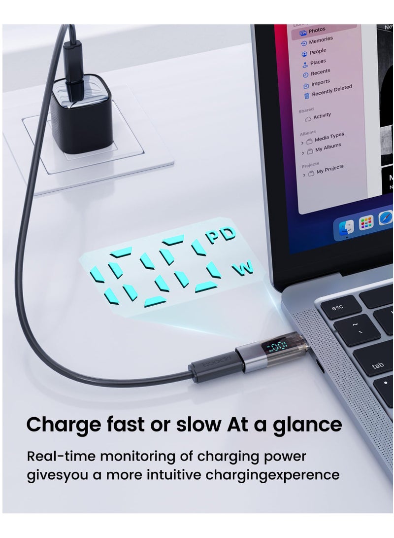 USB C Adapter USB C Female to USB C Male Extension Adapter Type C Power Meter Tester with LED Display for iPad Pro iPhone 15 Pro Max MacBook Pro Laptop and All USB C Cable 2Pack  - Image 4