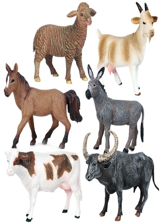 KITMEER Farm Animals Figures Set for Kids Built in Non-Toxic Material - Pack of 6 Animals, Big Size (Multi Color) - Image 1