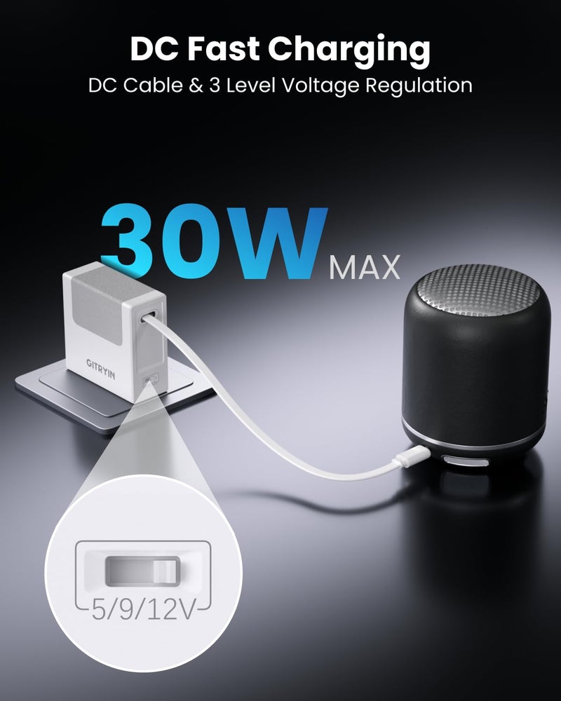 Gitryin محول طاقة Gitryin 12V 2.5A مع كابل طاقة DC قابل للسحب بطول 33.5 بوصة، شاحن قابل للسحب بقوة 30W مع قابس قابل للطي، متوافق مع أضواء شريط LED، كاميرا، مكبر صوت بلوتوث، GPS، كاميرا ويب، جهاز توجيه، صندوق تلفاز - Image 2