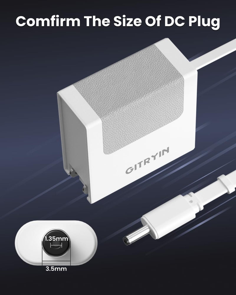 Gitryin محول طاقة Gitryin 12V 2.5A مع كابل طاقة DC قابل للسحب بطول 33.5 بوصة، شاحن قابل للسحب بقوة 30W مع قابس قابل للطي، متوافق مع أضواء شريط LED، كاميرا، مكبر صوت بلوتوث، GPS، كاميرا ويب، جهاز توجيه، صندوق تلفاز - Image 5