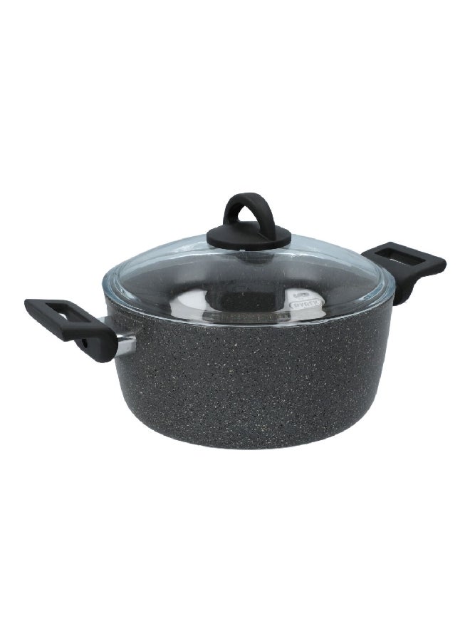 illa Non-Stick Aluminum Casserole with Lid and Ergonomic Handle Black and Clear 24 cm PW8424 - Image 3