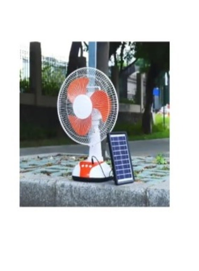 Fan, 5 solar-powered blades, with a solar panel, and 2 LED lights, equipped with a giant internal battery and a USB port for charging the phone and various devices - Image 3