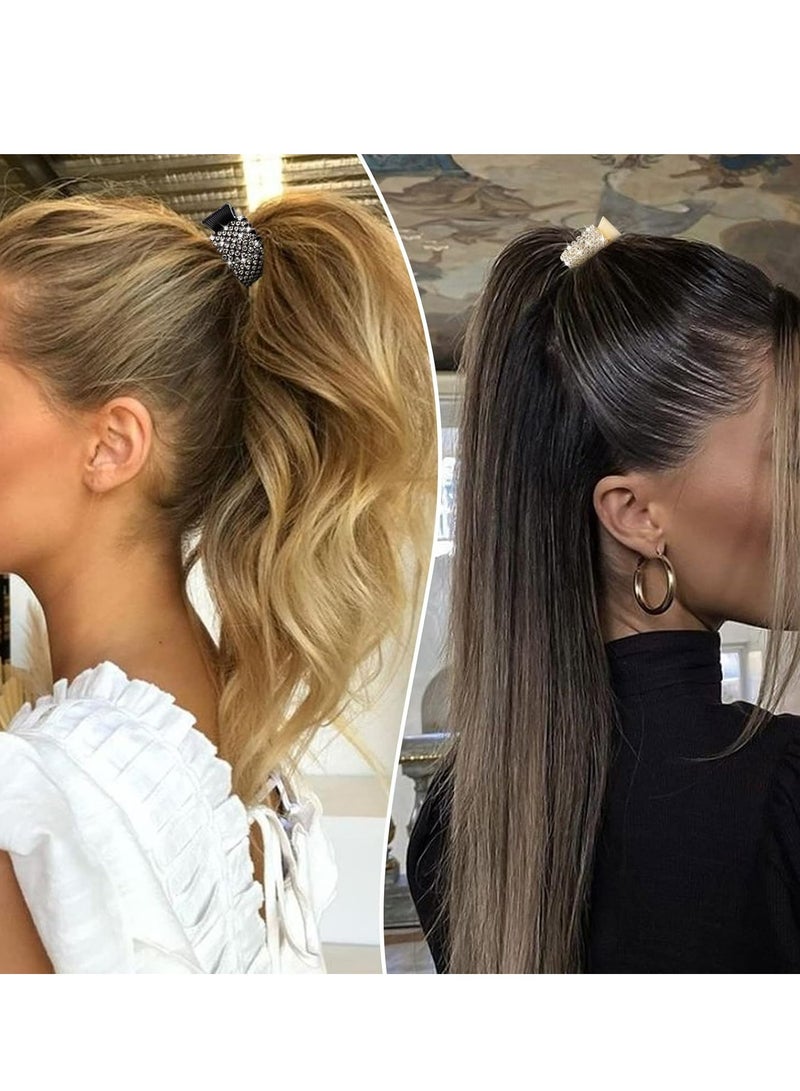 أوزيغالور 3 قطع مشابك ذيل حصان من حجر الراين، مشابك شعر معدنية على شكل قرش للنساء والفتيات - Image 3