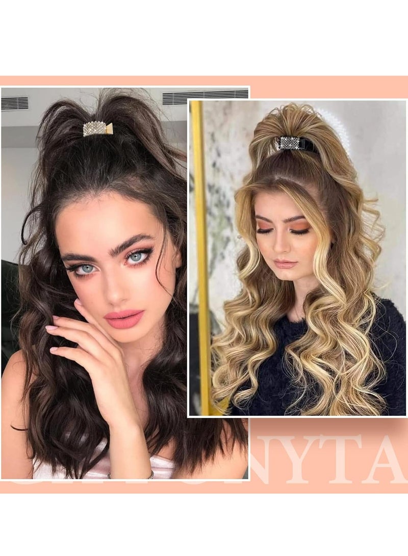 أوزيغالور 3 قطع مشابك ذيل حصان من حجر الراين، مشابك شعر معدنية على شكل قرش للنساء والفتيات - Image 4