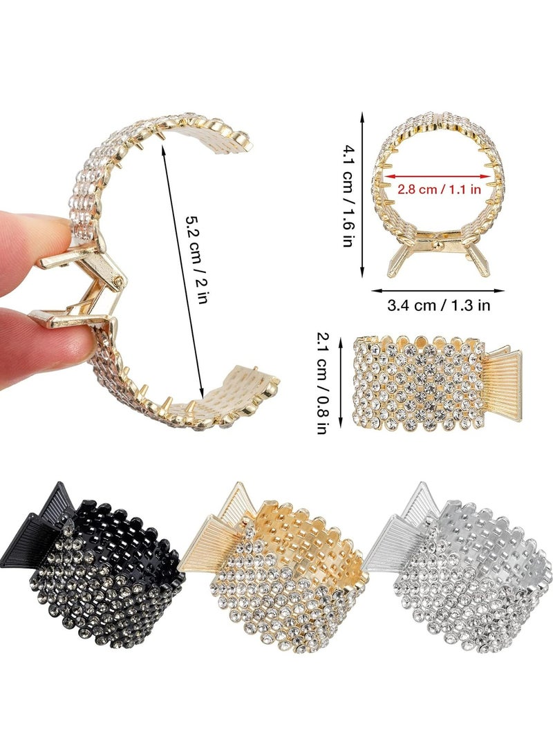 أوزيغالور 3 قطع مشابك ذيل حصان من حجر الراين، مشابك شعر معدنية على شكل قرش للنساء والفتيات - Image 5