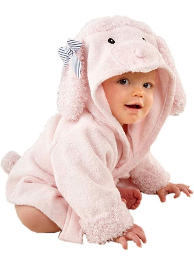 SZCQ Baby Girl Bathrobes Wash Waddle Pink Dog Hooded Robe - Image 1