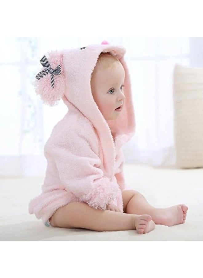 SZCQ Baby Girl Bathrobes Wash Waddle Pink Dog Hooded Robe - Image 5