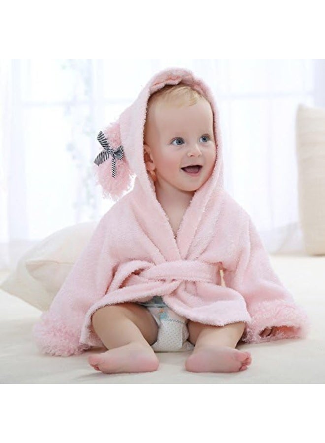 SZCQ Baby Girl Bathrobes Wash Waddle Pink Dog Hooded Robe - Image 4