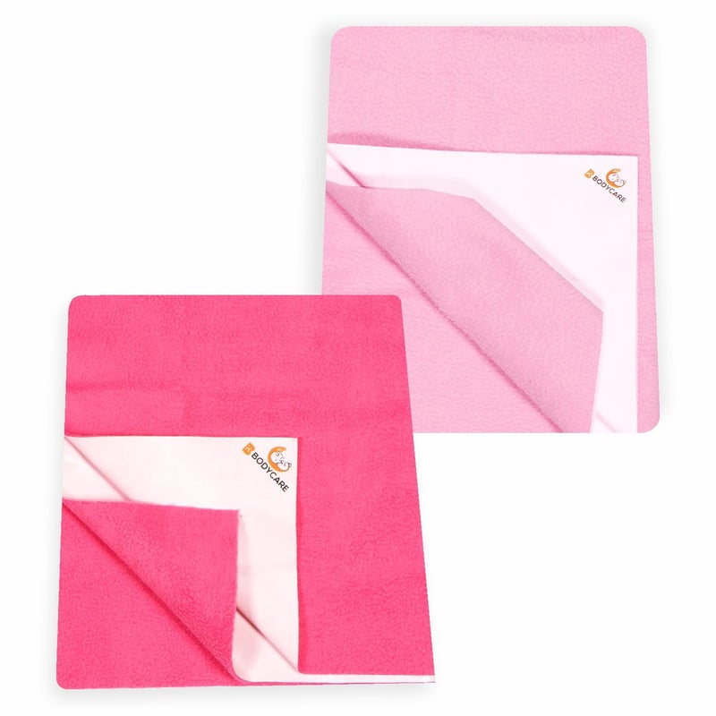 Bodycare Baby Dry Sheet Waterproof Bed Protector | Extra Absorbent | Anti - Bacterial & Odour Free Washable Gifts Pack, PACK of 2 Pink & Rose Pink 100 X 140 CM - Image 1