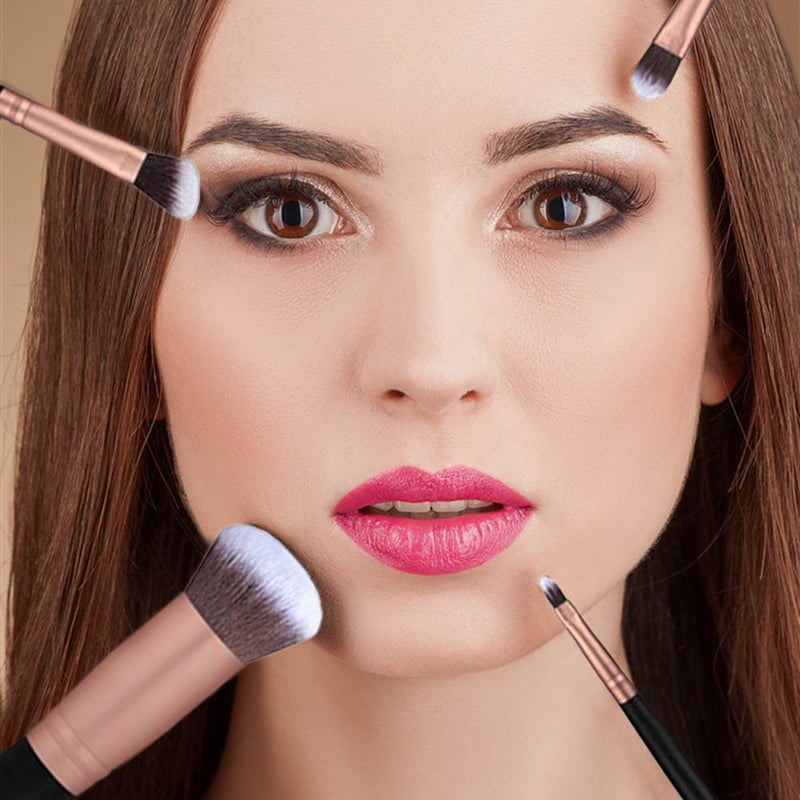 Set of 14 PCS Makeup Brush Kit for Foundation Liquid Cream Blending Powder Eyeshadow Blush Cosmetics Concealer Brushes with Soft & Dense Bristles - Image 3