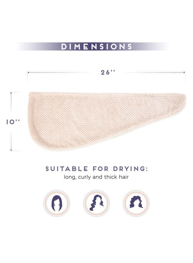 SimpleField 2 Pack Microfiber Hair Towel Wrap for Women, Anti Frizz Quick Drying Hair Turban for All Hair Style, Absorbent and Lightweight (Beige) - Image 5