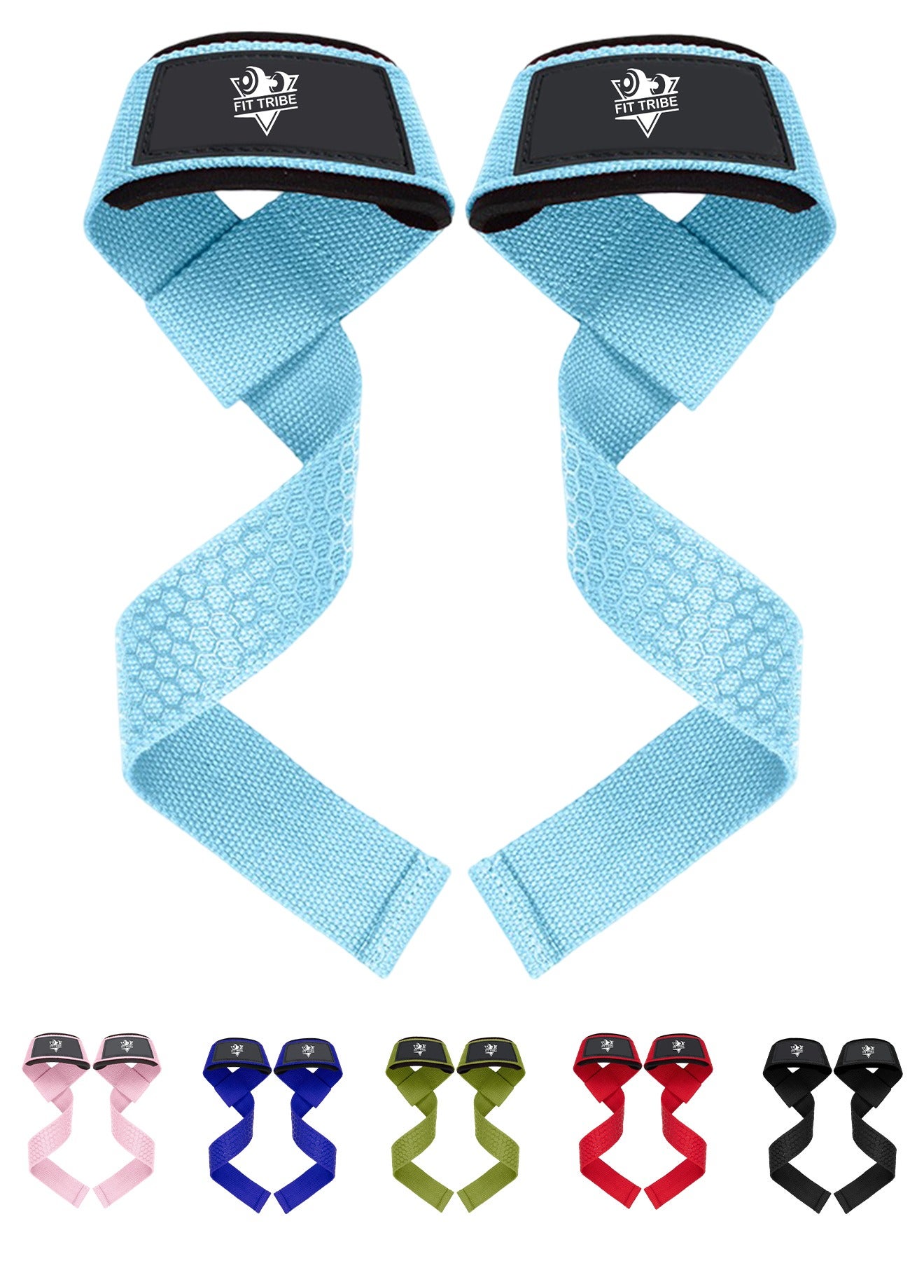 Weight Lifting Straps, Gym Straps for Weight Lifting Support, Powerlifting, Bodybuilding & Fitness, Adjustable Wrist Straps for Men & Women - Strength Training Gym Accessories (Light Blue)