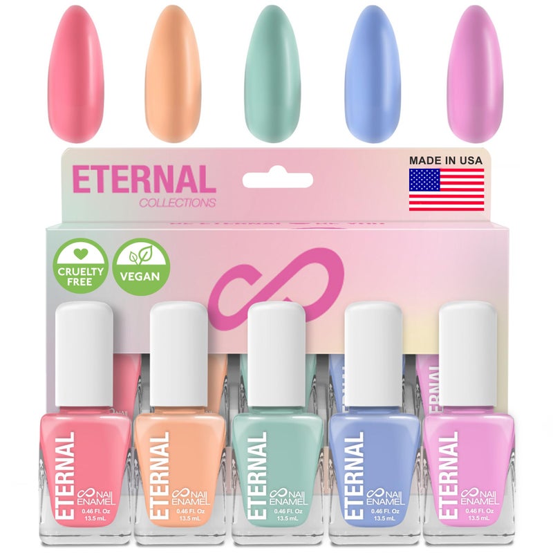 Eternal Pastel Nail Polish Sets for Women (CANDY PASTELS) - Pastel Nail Polish Set for Girls - Long Lasting & Quick Dry Nail Polish Set for Home DIY Manicure Pedicure - Made in USA, 13.5mL (Set of 5) - Image 1