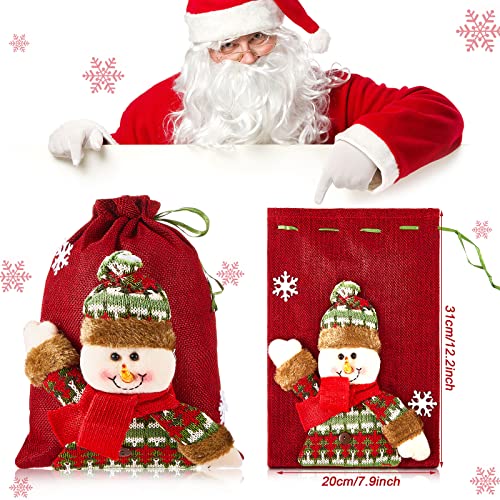 Amylove 6 Pieces Christmas Gift Bags with Drawstrings Xmas 3D Reusable Goody Bags for Christmas Party Favor Wrapping Supplies BulkCute Style - Image 3