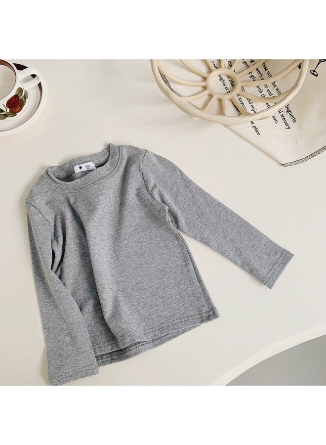Boys' Long-sleeved T-shirt Autum New Kidsren's Pure Color Bottoming Shirt Medium And Large Kidsren's Trbottomy Brand Pullover Top Fashionable