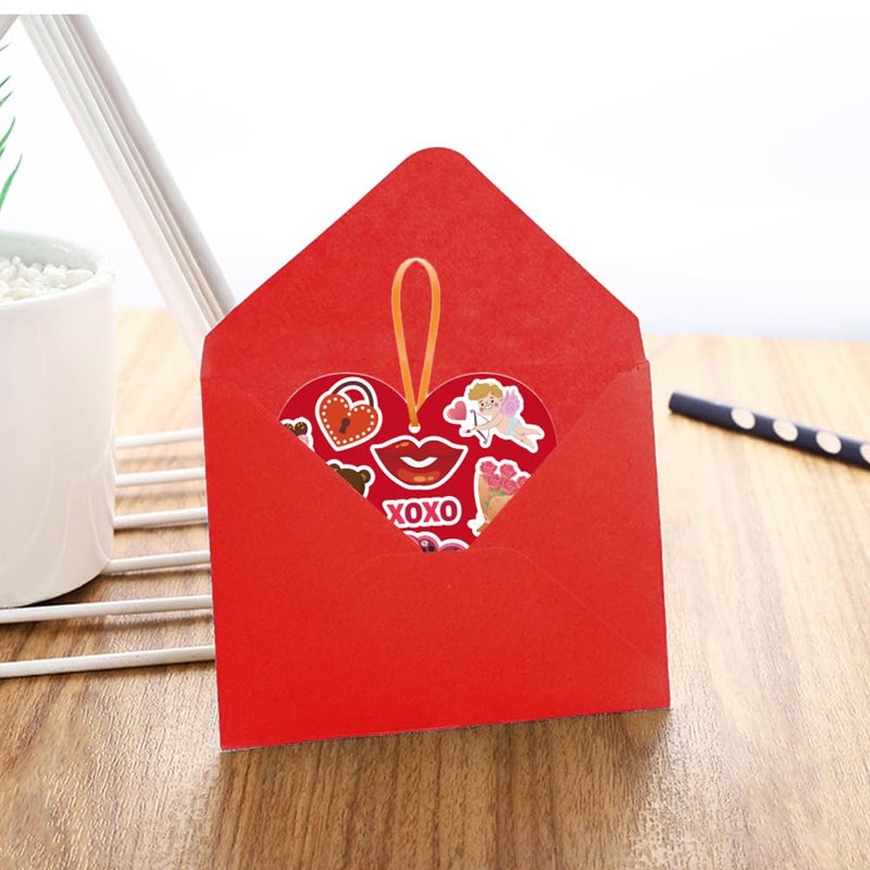 Colodeol 48 Pack Valentine's Day Heart Craft Kits for Kids Valentines DIY Heart-Shaped Card Kits with Stickers and Envelopes Valentines Day Hanging Multicolor Hearts Crafts for Classroom Activity - Image 4