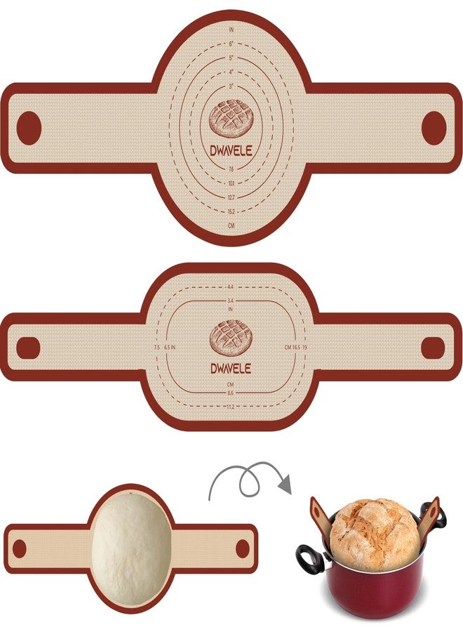 Dwavele Silicone Bread Sling for Dutch Oven, Non-Stick & Easy to Clean Bread Baking Mat Set, 2 Pcs Reusable Bread Sling with Long Handle to Transfer Sourdough (Red, Oval and Round) - Image 1