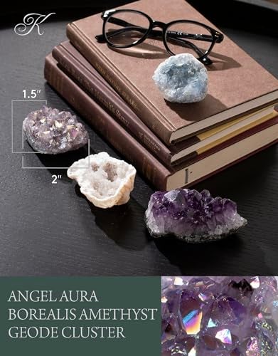 KALIFANO Angel Aura Amethyst Geode – Titanium-Bonded High-Energy Amatista for Reiki, Wicca, Crystal Decor & Metaphysical Gifts – Natural Crystals and Healing Stones (Family Owned) - Image 3