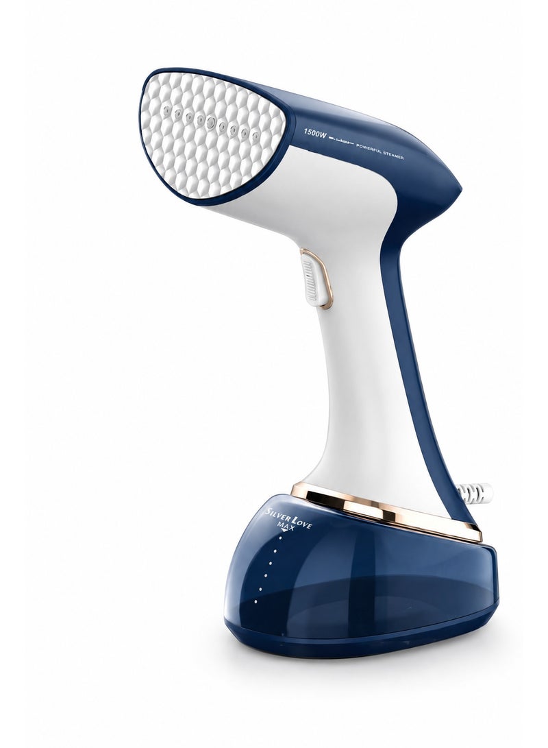 Silver Love Garment Steamer 1500W, 360ml Water Tank, 9-Hole Steam Nozzle, Fast Heat-Up in 38 Seconds, Portable Handheld Clothes Steamer for Home & Travel, Blue/White - Image 2