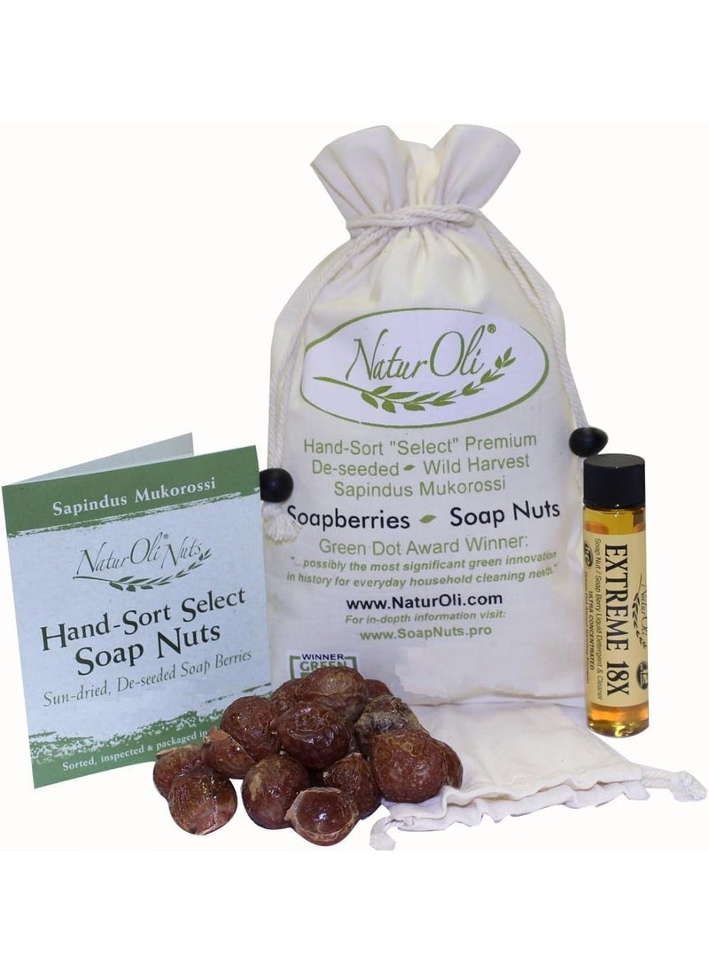 naturoli Soap NutsSoap Berries  8oz Organic 120 Loads  18X Travel Bottle Select Seedless  1 Wash Bag 8pg info Tote Bag Organic Laundry Soap  - Image 1