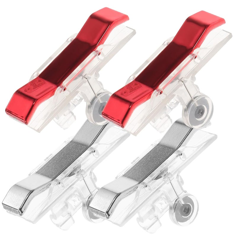 Uonlytech 2 Pairs Mobile Game Shortcut Button Metal Shooting Triggers with Stable Transparent Design High Responsive Aim Keys for Phone Gaming Includes Red and Silver Handles Enhances - Image 1