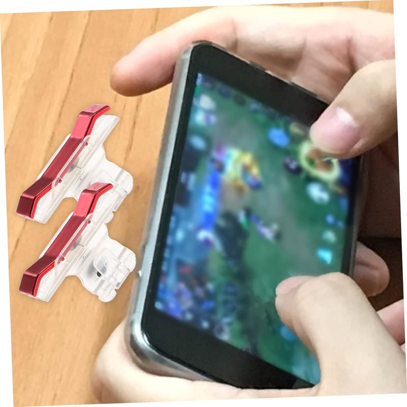 Uonlytech 2 Pairs Mobile Game Shortcut Button Metal Shooting Triggers with Stable Transparent Design High Responsive Aim Keys for Phone Gaming Includes Red and Silver Handles Enhances - Image 3