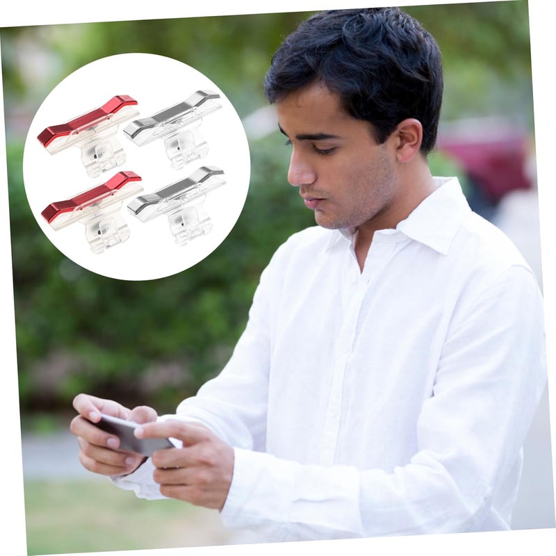Uonlytech 2 Pairs Mobile Game Shortcut Button Metal Shooting Triggers with Stable Transparent Design High Responsive Aim Keys for Phone Gaming Includes Red and Silver Handles Enhances - Image 5