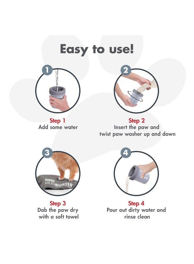 Dexas Medium MudBuster Portable Dog Paw Washer, Light Gray - Premium Quality Pet Supplies and Dog Accessories - Cleansing, Self Cleaning, Silicone - 6x6x6 Inches, 0.308 kg, 1 Count - Image 2