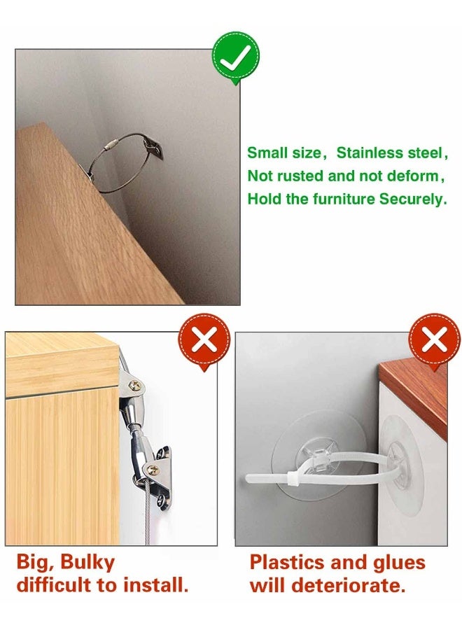xicveiuz 6 Pack Furniture Anchors Kit for Baby Proofing, Furniture Straps Use to Prevent Falling and Anti Tip, Dresser Or Cabinet to Wall Anchors, 8in - Image 2