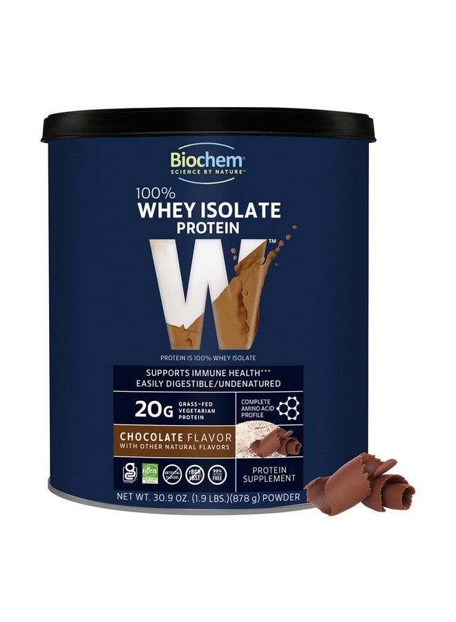 Biochem 100% Whey Isolate Protein - Chocolate Flavor - 30.9 Ounce - Supports Immune Health - Easily Digestible - Refreshing Taste - 20g Vegetarian Protein - Amino Acids… - Image 1