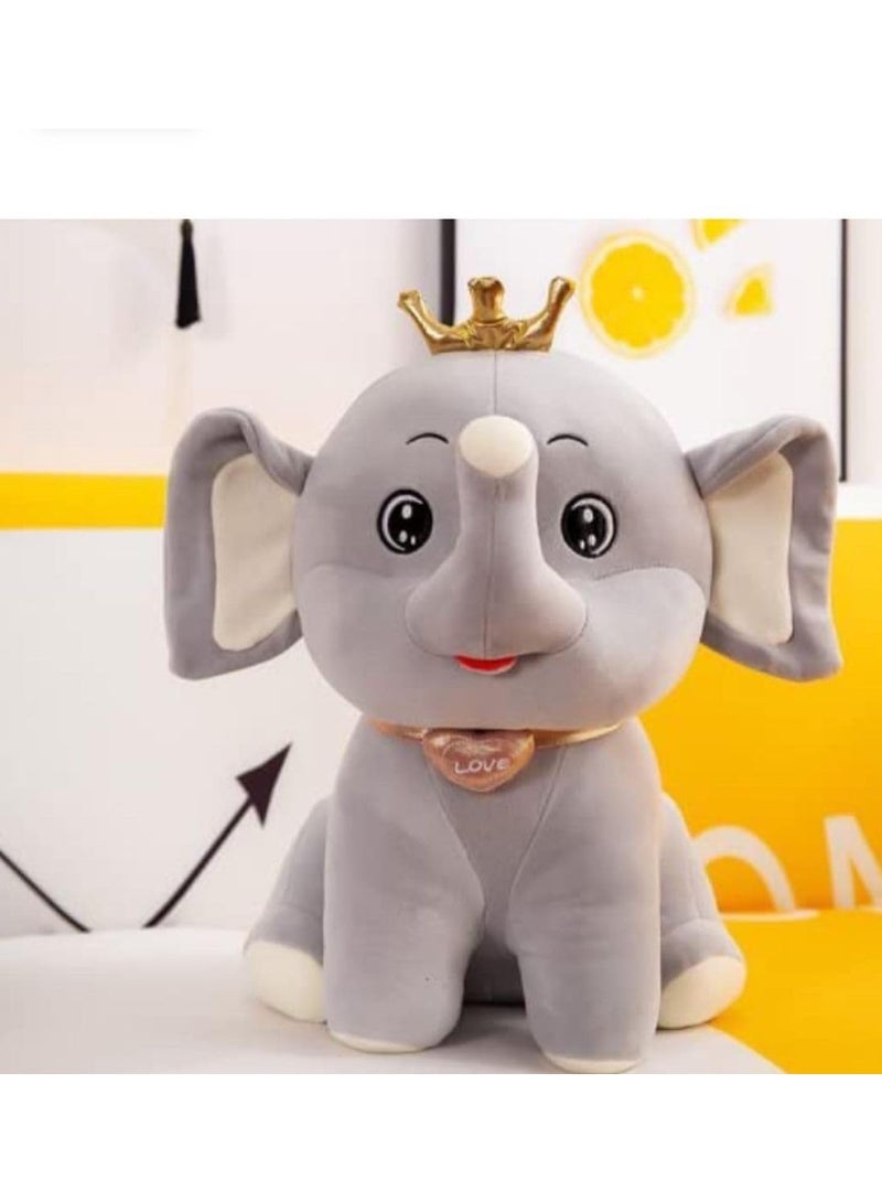 Plushies Soft Stuffed Animal Plush Elephant Toy with Crown 40 cm - Image 4