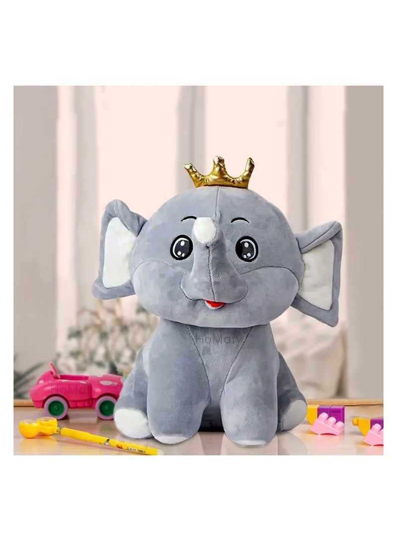 Plushies Soft Stuffed Animal Plush Elephant Toy with Crown 40 cm - Image 3