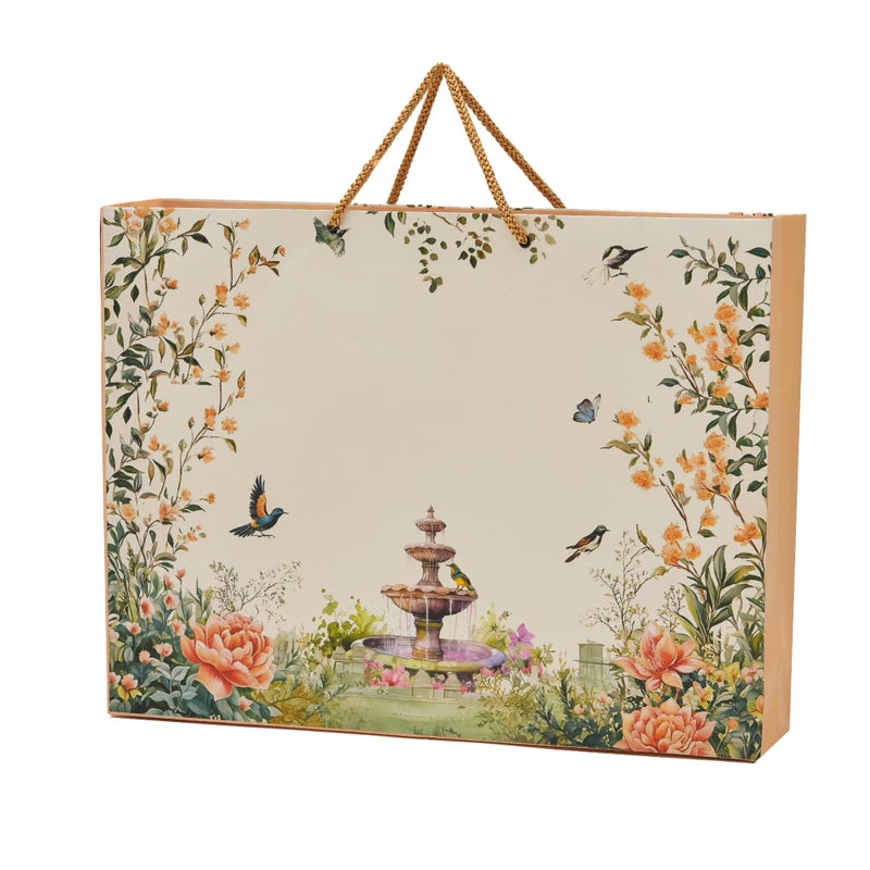 PPJ ® - WEDDING FOUNTAIN FLOWERS (10 Pcs.) (WEDDING) PAPER CARRY BAG, 17 Inch X 13 Inch X 4 Inch for DIWALI/WEDDING/FUNCTION/BIRTHDAY/RETURN GIFTS/CHRISTMAS/GIFT BAGS/GIFT COVERS (Pack of 10) - Image 1