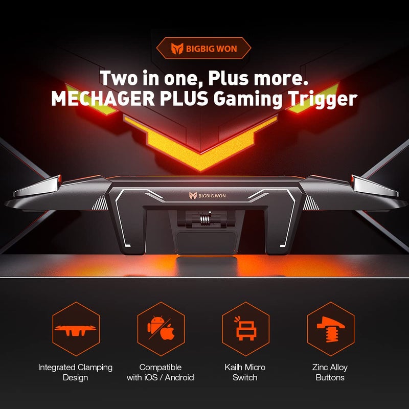 BIGBIG WON Gaming Triggers, Mobile Game Controller for PUBG/Fornite/Call of Duty Integrated Mobile Triggers Aim Button Shooter Joystick for iPhone and Android Mobile Gaming Trigger Black - Image 2
